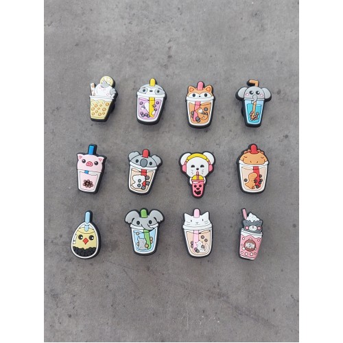 6 Croc Charms Boba Tea